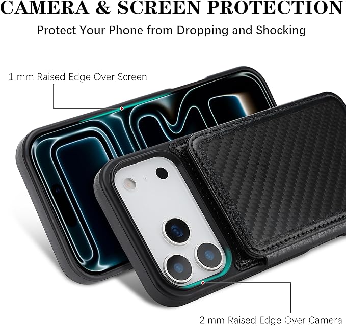 GUERNICA for iPhone 17 Pro Max (6.9") Case Wallet with Card Holder, RFID Blocking Leather Protection, Shockproof Women Men Phone Case for Apple 17 Pro Max, A - Black