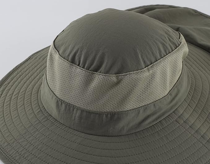 Home Prefer Outdoor UPF50+ Mesh Sun Hat Wide Brim Fishing Hat with Neck Flap Sun Hat for Men Women