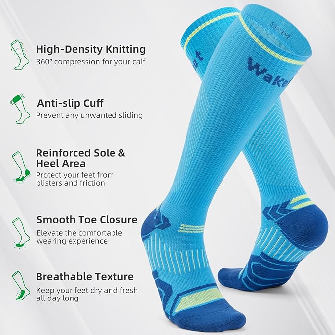 Wakefeet Compression Socks for Women Men 3 Pairs, Compression Stockings, Fragrance Flight Socks for Travelling Sitting