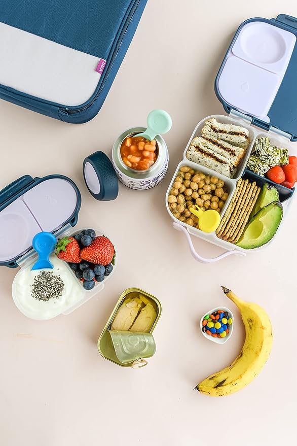 b.box Snack Box - Leakproof Mini Bento Box for Kids & Toddlers, 2 Compartment Snack Containers for Kids, Lunch Containers, Dishwasher Safe, BPA Free, PFAS Free, Ages 4m+, 1 3/4 Cup - Indigo Rose