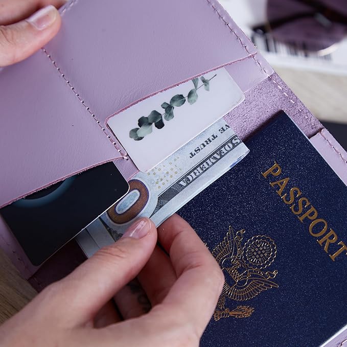 INCARNE US Passport Cover Clear - Travel Passport Wallet - Leather Passport Holder for Women Men Family with Card Slots & Note Compartmen - Sleeve Protector - Genuine Leather - Classic Fuchsia