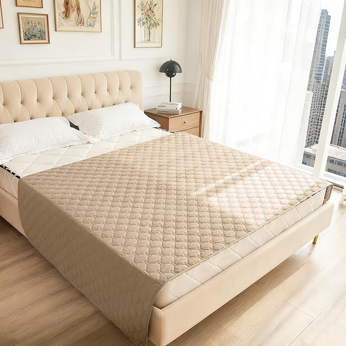 gogobunny 3X Stronger Waterproof Pet Blanket, Scratch Proof Furniture Protector for Dogs Cats, Reversible Cover 52x82 Inch, Dark Beige