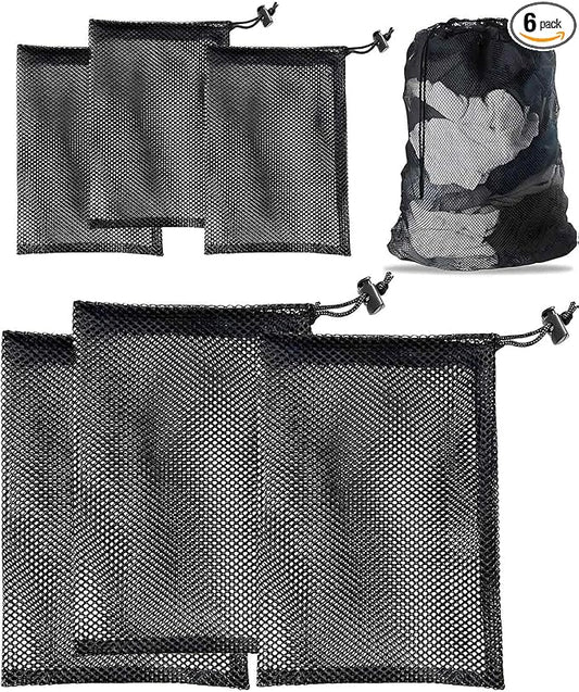 6 Pack Large Mesh Laundry Bags, 24 x 36" & 12 x 16" Heavy Duty Washable Drawstring Wash Bag with Drawstring Closure