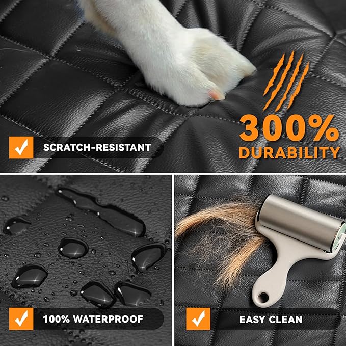 Car Seat Covers for Dogs–Waterproof PU Leather Car Front Seat Cover for Pets & Humans,Scratchproof Captain Seat Protector Fits for Most Cars, Trucks, SUVs，Minivans