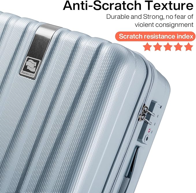 Hanke 20 Inch Carry On Luggage 22x14x9 Airline Approved Lightweight PC Hard Shell Suitcases with Wheels Travel Luggage Rolling Suitcase Travel Luggage Bag for Weekender(Gray)