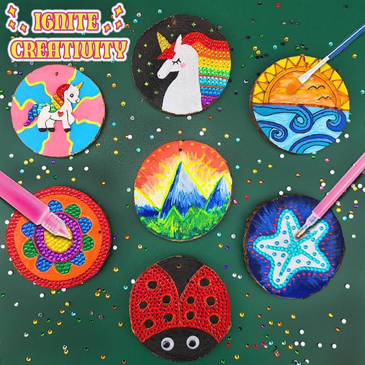 klmars Kids Wooden Painting Kit-Glow in The Dark-Arts & Crafts Gifts for Boys Girls Ages 5-12-Craft Activities Kits - Creative Art Toys for 5, 6, 7, 8, 9, 10, 11 & 12 Year Old Kids