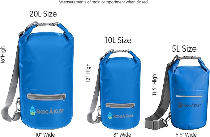Skog Å Kust DrySak - Roll Top Waterproof Bag for Travel & Outdoors - 5, 10 & 20 Liter sizes
