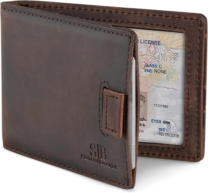 RFID Blocking Slim Money Clip Wallet – Leather Bifold Front Pocket Minimalist Mens Wallet with Money Clip for Men, Small Credit Card Holder Wallet - Travel Wallet with Gift Box