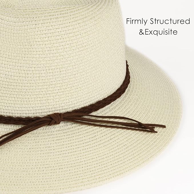 FURTALK Sun Hats for Women Summer Wide Brim UV UPF 80+ Panama Fedora Foldable Packable Straw Beach Hat