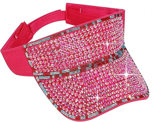 Bling Shiny Rhinestone Sports Sun Visor Hat for Women Summer Adjustable Breathable Beach Visor Caps Running Golf Sun Hat