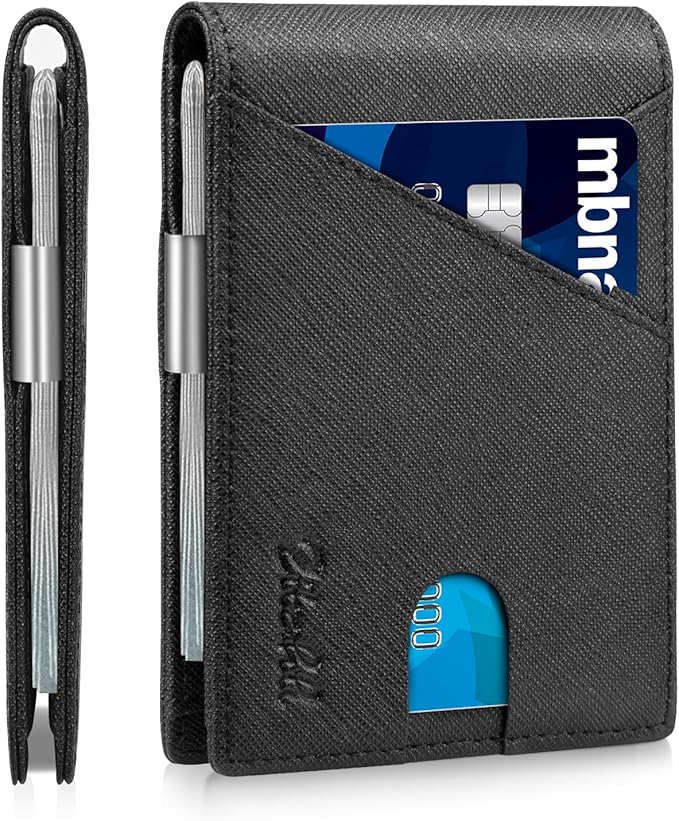 Zitahli Wallet for Men - with Money Clip Slim Leather Slots Credit Card Holder RFID Blocking Bifold Minimalist Wallets with Gift Box