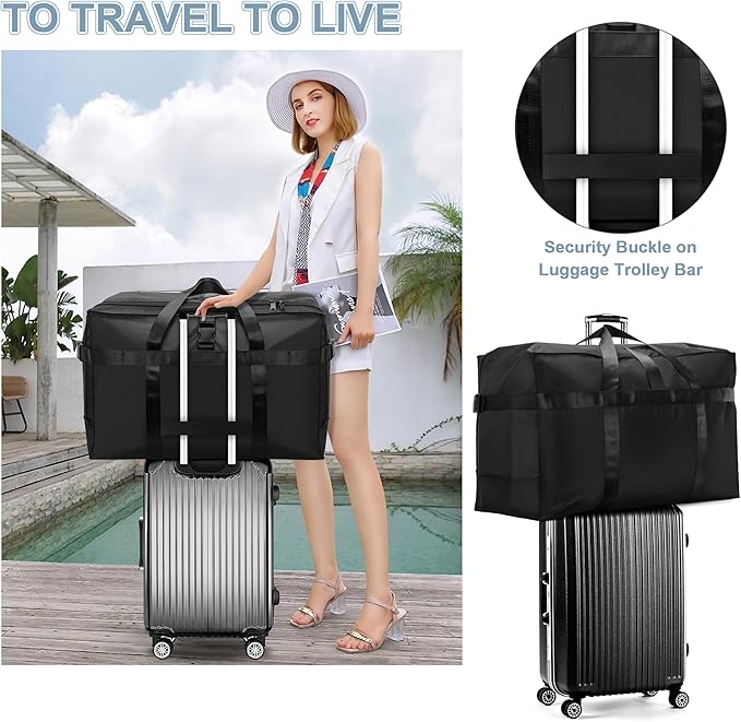 80L Foldable Travel Duffle Bag for Men and Women - Large Collapsible Duffel Bag - Waterproof Overnight Weekender Bag for Travel, Moving