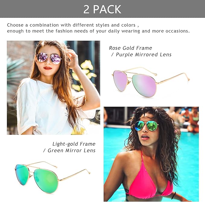 SUNGAIT Women's Lightweight Oversized Aviator Sunglasses - Classic Style Polarized Lens