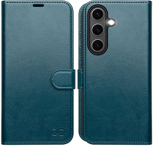 OCASE Compatible with Galaxy S25 Plus Wallet Case, PU Leather Flip Folio Case with Card Holders RFID Blocking Kickstand [Shockproof TPU Inner Shell] Protective Phone Cover 6.7 Inch 2025, Peacock Blue