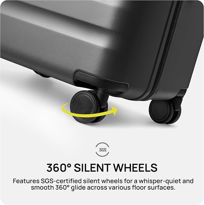 NINETYGO Carry On Luggage 22x14x9 Airline Approved, 20 Inch Luggage with Smooth Spinner Wheels, Lightweight, Hard Shell PC Suitcase Carry-On, Travel Luggage, TSA Approved (Black, Rhine Basic2.0)