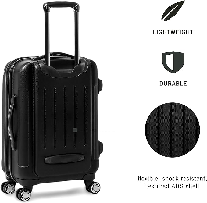 Kenneth Cole REACTION Renegade Luggage Expandable 8-Wheel Spinner Lightweight Hardside Suitcase, Black, 28-Inch Checked