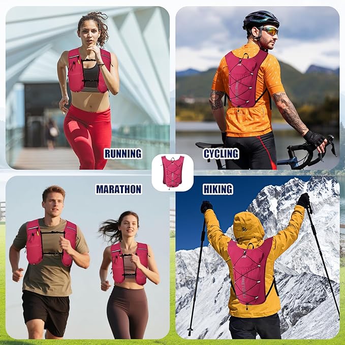 Running Vest for Women & Men, 6L Hydration Backpack with 2L Water Bladder, Lightweight Water Backpack for Trail Running, Marathon, Hiking, Cycling, Jogging, Adjustable Fit