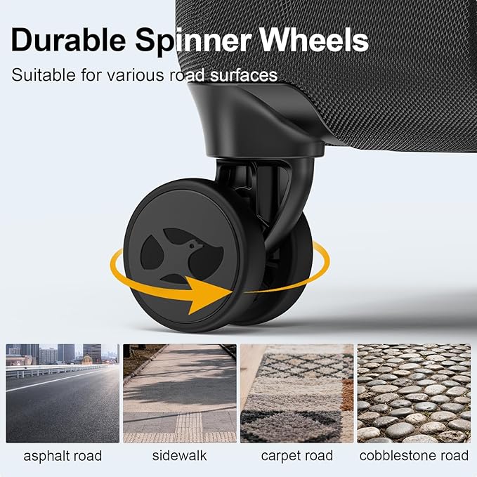 MGB Hardside Checked Luggage with Wheels, Lightweight Durable Medium Luggage with TSA Lock, PC Hard Shell Suitcase for Travel with 360°Double Spinner Wheels