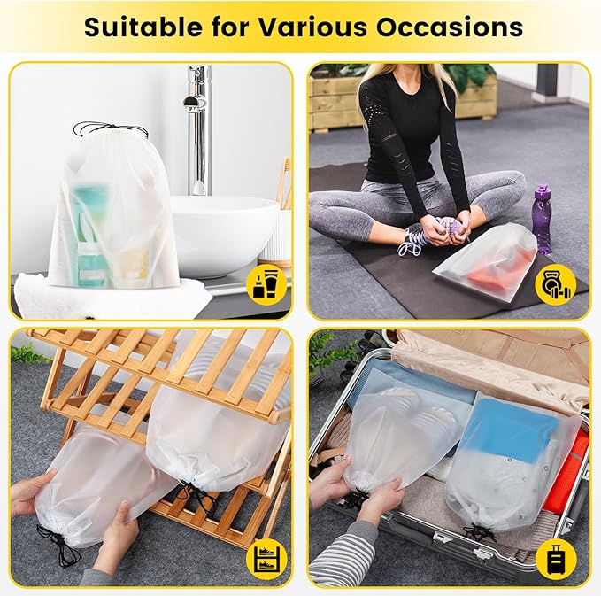 Vorspack Shoe Bags for Travel - 6 Pcs Transparent Drawstring Backpack Travel Shoe Bag Clear Drawstring Bag Large Shoe Organizer with Rope Travel Essentials for Men Women