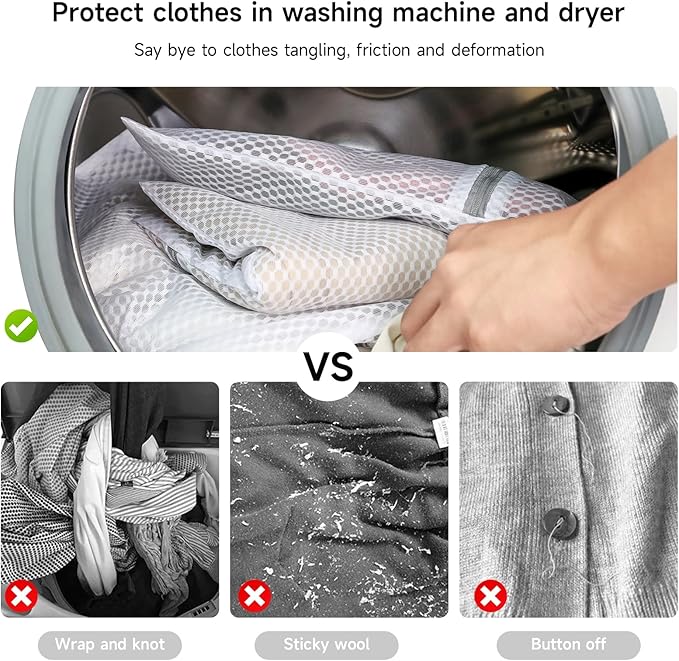 GOGOODA Mesh Laundry Bags for Delicates, 3-Pack Durable Honeycomb Washing Bags – Protective Zipper Bags for Lingerie, Bras, Baby Clothes in Washing Machine and Dryer