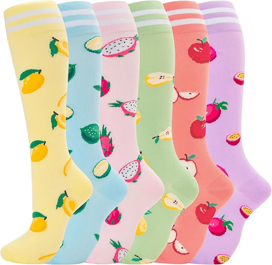 fenglaoda Compression Socks for Women Men Support Circulation 6 Pairs Socks For Nurse, Travel, Flight