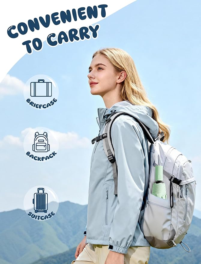 Yoobure Automatic Travel Umbrellas for Rain - Portable & Compact Umbrella for Backpack, Car, UV Umbrellas for Sun Protection, Windproof Folding Small Umbrella in Macaron for Kids, Women, Colorful