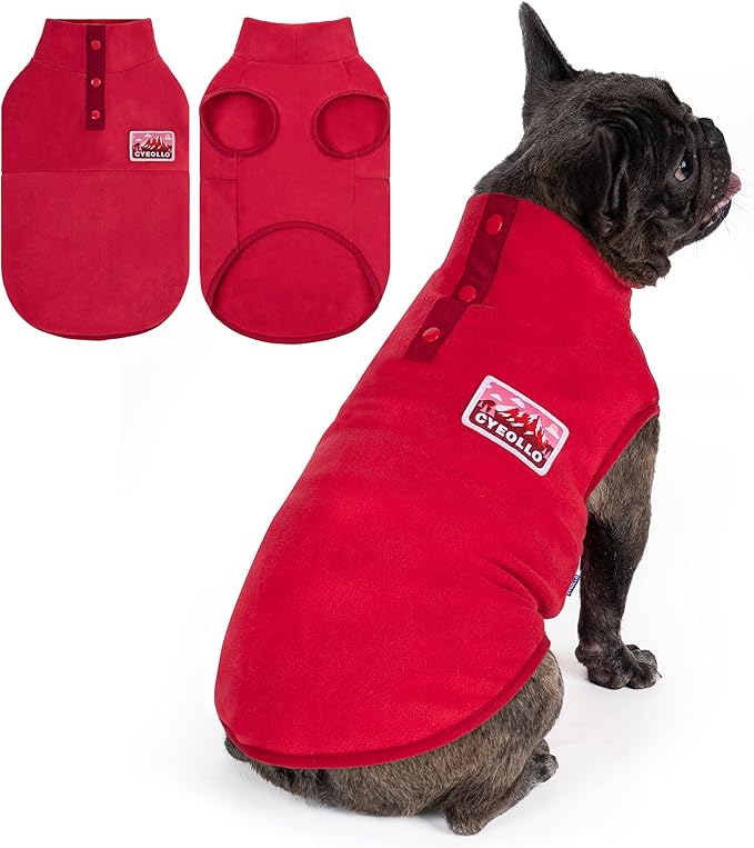 cyeollo Small Dog Christmas Sweater, Stretchy Soft Fleece Sweater Pullover Dog Vest Lightweight Turtleneck Warm Winter Doggie Clothes for Puppy Cats Apparel, Red S