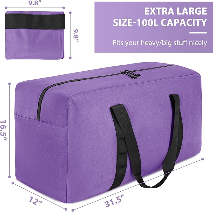 Large Travel Duffle Bag, 102L Gear Bag for Men and Women, Storage Bag Ideal for Overnight Camping and Weekend Getaways