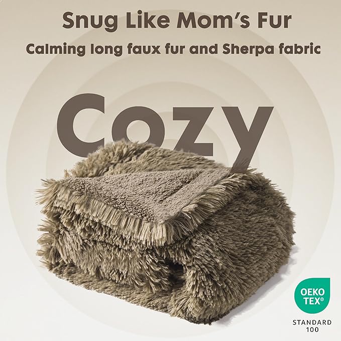 gogobunny Waterproof Dog Blanket for Large Dogs, Cats, Puppy, Reversible Faux Fur Pet Throw Blanket, Washable, Calming Furniture Protection for Sofa Bed (25x35 Inch (Pack of 1), Stone)