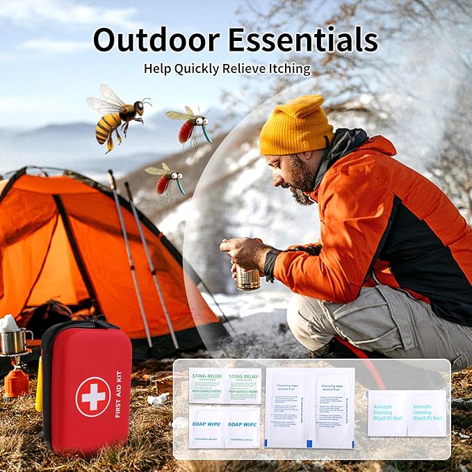 First-Aid-Kit-for-Car-Home-Travel-Camping-Businesses, Compact Waterproof Hard Case, Public Emergency Medical Kits - Perfect for Survival, Vehicle, Boat, Sports, Hiking, Office, Dorm (PUMIER)