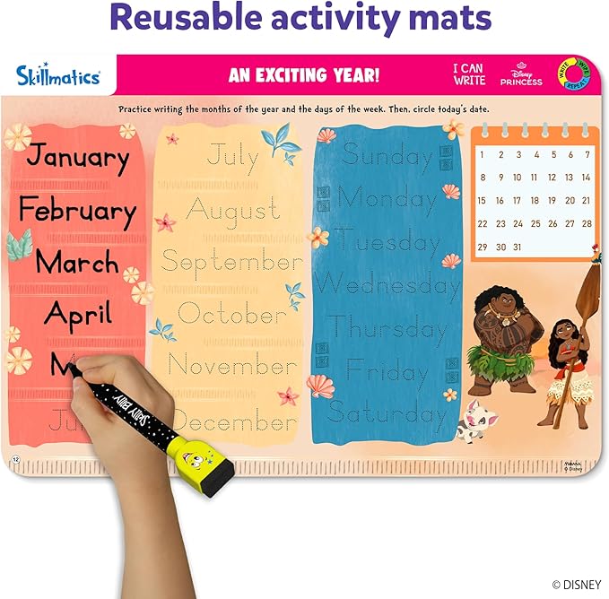 Skillmatics I Can Write Disney Princess - Reusable Preschool Learning Activities, Educational, Christmas Toy and Game, Back to School Supplies, Gifts for Students, Kids, Toddlers Ages 3, 4, 5, 6