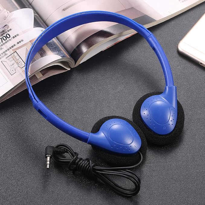 CN-Outlet 50 Pack Classroom Headphones Bulk for Kids School Class Set Headsets for Students Teens Toddler Children and Adults, Wholesale Wired Earphones-Upgrade (10 Mixed Colors, 50 Pack)