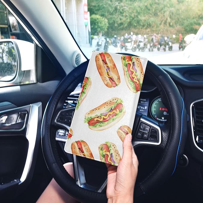 Bolaz Hotdog Car Registration and Insurance Holder Leather Vehicle Document Glove Box Organizer for License Cards Accessories