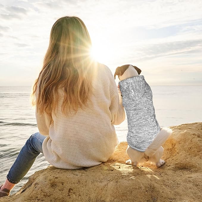 Dog Sweaters for Small Dogs Dog Hoodie Fleece Pet Sweater Soft Clothes Sweatshirt with Pocket Pet Hoodie for Small Dogs Puppy Sweater(Grey&XS)