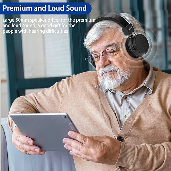 BESIGN BTH02 Wireless Headphones for TV Watching with Bluetooth Transmitter Charging Dock, Bluetooth TV Headphones Wireless for Seniors, Bluetooth Headsets, 100ft Range No Audio Delay