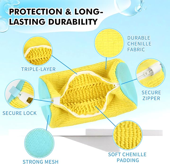 (2-Pack) Shoe Washing Machine Bag with 4 Shoe Trees, Sneaker Laundry Bags for Washer & Dryer, 360° Protective Mesh Shoe Cleaning Bag with Self-Locking Zipper and Safely Wash Shoes in Washing Machine.