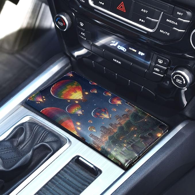 linqin Car Registration and Insurance Card Holder, Hot Air Balloon Glove Box Organizer Card Document Wallet