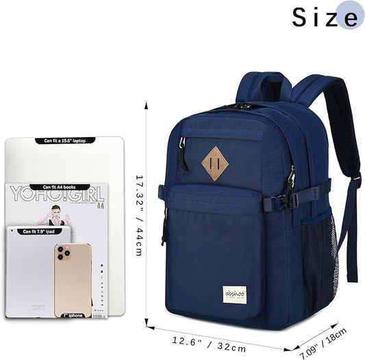 abshoo 29L Backpack for School College Bookbag Middle High School Backpacks Casual Daypack Travel Backpack (Navy)