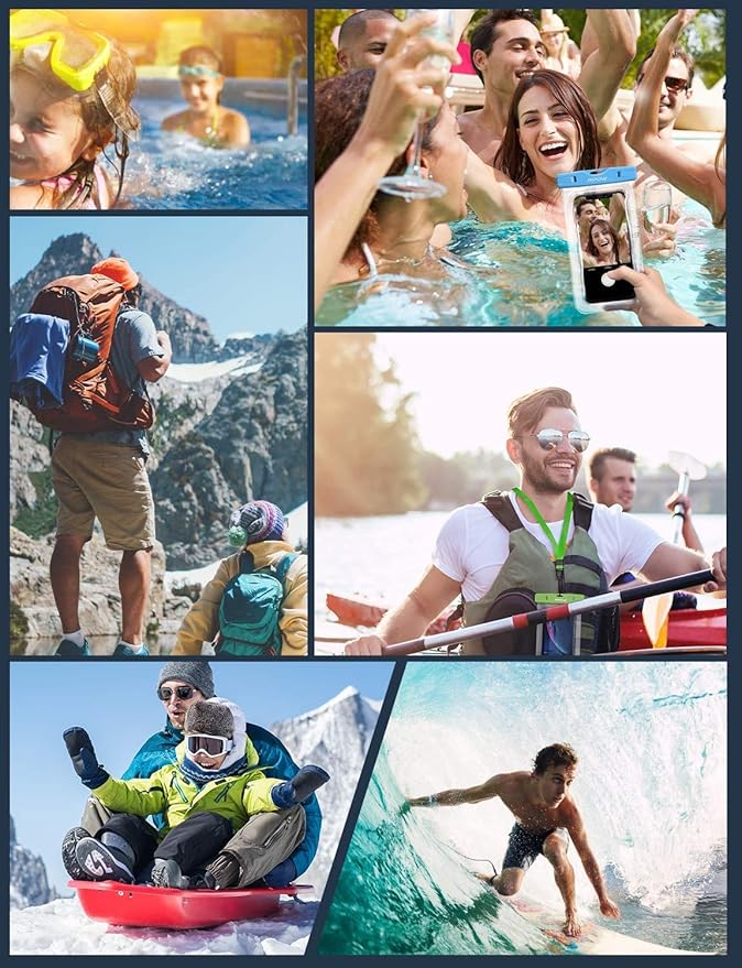 Universal Waterproof Phone Pouch, 4 Pack IPX8 Waterproof Phone Lanyard Case Compatible with iPhone 17 16 15 14 13 Max Pro Plus, Galaxy S23 S22 S24 Note 20/10/9 up to 7.5", Dry Bag for Vacation