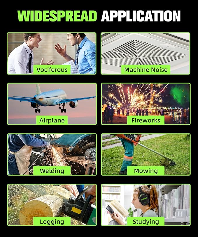 ZOHAN 012 Noise Reduction Earmuffs 2 Packs for Hearing Protection, NRR 28dB Adjustable Safety Ear Muffs for Mowing, Autism