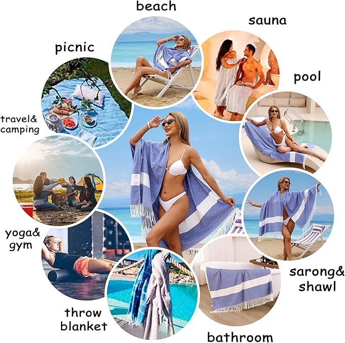 Beach Towel 2 Pack,Sand Free Beach Towels Oversized 39 x 72,Diamond Turkish Beach Towel Quick Dry,Lightweight Pool Towels for Adults,Cool Beach Essentials