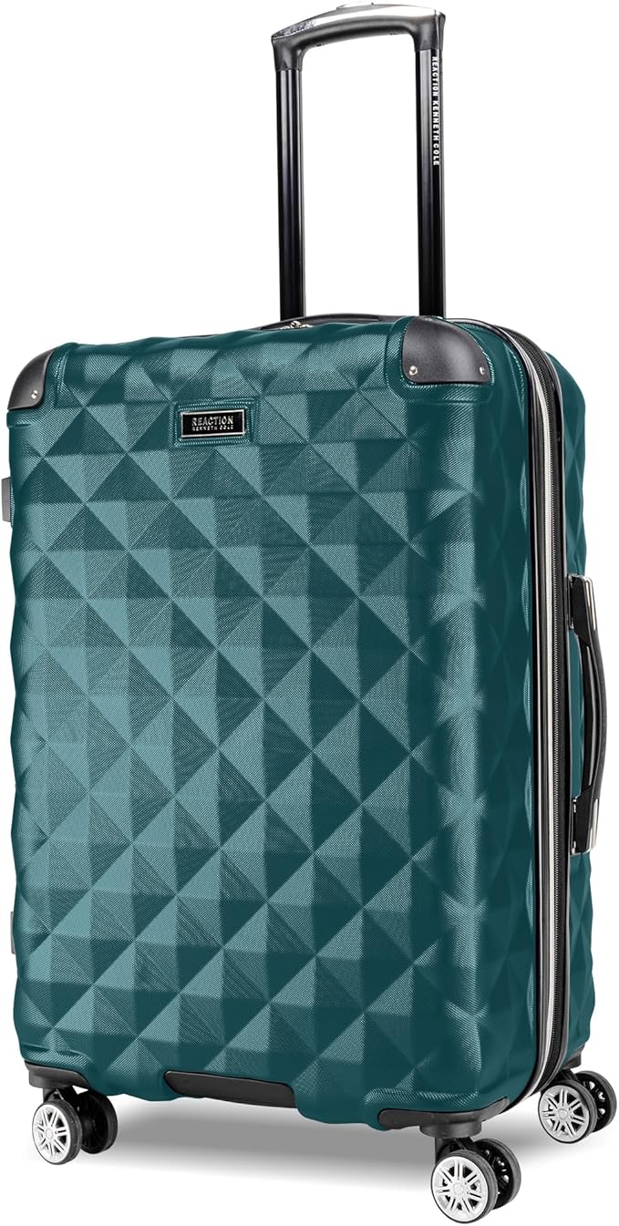 Kenneth Cole REACTION Diamond Tower Luggage Collection Lightweight Hardside Expandable 8-Wheel, Deep Teal, 24-Inch Checked