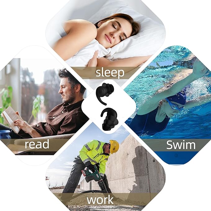 Ear Plugs - Comfy Reusable Noise-Reducing Earplugs Shark Fin Noise Cancelling Earbuds for Sleep, Deep Focus,Travel,2 Pairs/Box