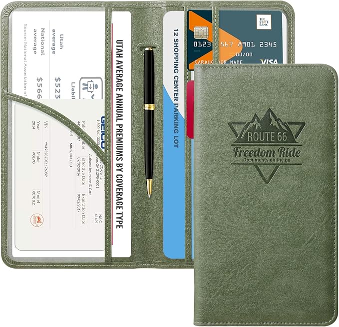 CoBak Car Registration and Insurance Holder - Vehicle Glove Box Car Organizer,Auto Truck Comparment Accessories Case with Magnetic Closure for Driver License,Cards