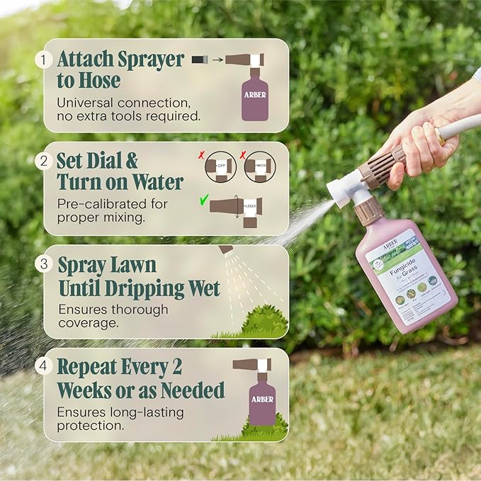 Organic Lawn Fungicide – 16oz Ready-to-Spray Hose-End; Lawns, Trees & Shrubs – Targets Brown Patch, Dollar Spot, Rust, Powdery Mildew & Root Rot – Kid- & Pet-Safe; Coverage up to 16,000 sq ft