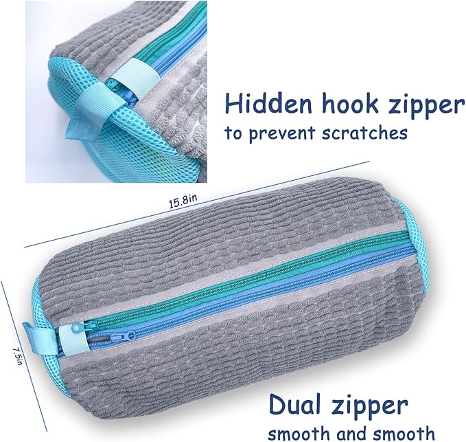 Dual Compartments Shoe Washing Machine Bag, 360° Deep Clean Laundry Bag, Reusable Shoe Bag for Washing Machine, Shoe Cleaning Bag for Sneakers Tennis Shoes Sock