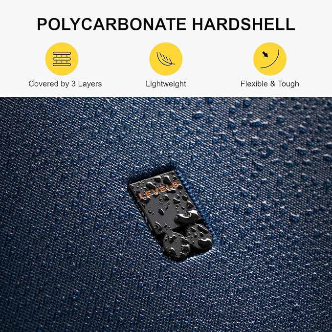 LEVEL8 Carry on Luggage Airline Approved, Small Carry on Suitcases with Wheels, Lightweight Hardside Textured Luggage for Travel, Tsa Approved, 20-Inch, Navy