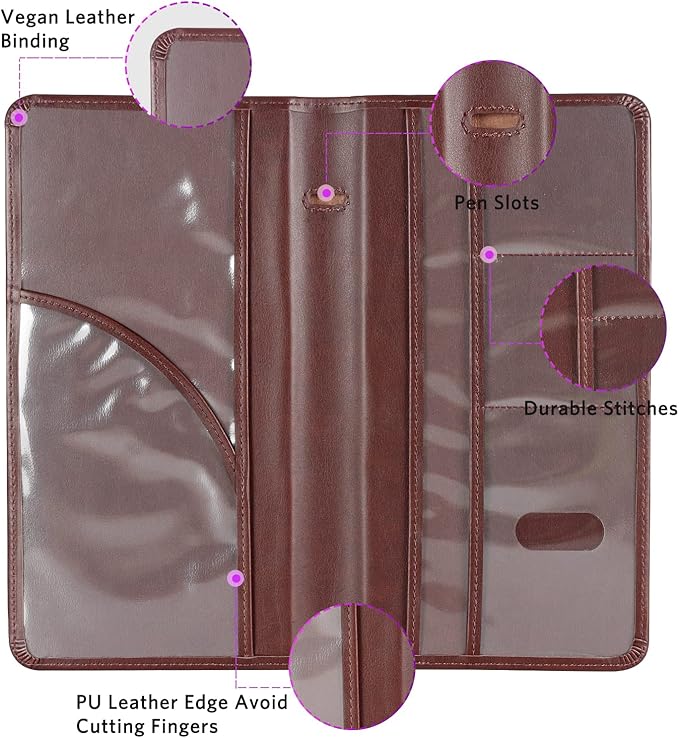 CoBak Premium Faux Leather Car Document Holder with Magnetic Closure and 6 Compartments