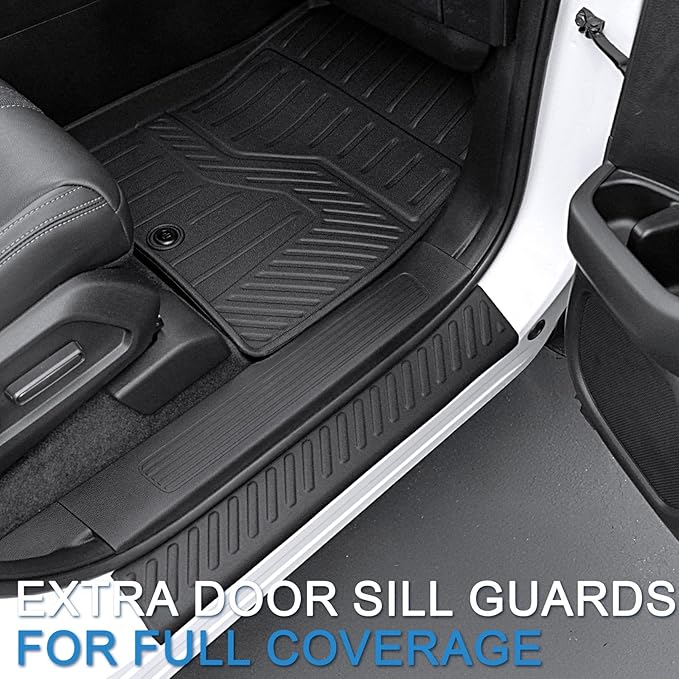 JOULARISE Floor Mats Cargo Mat for Honda Pilot 2026 2025 2024 2023, All Weather TPE Cargo Liner Trunk Mat with Backrest Mat Door Sill Protectors Car Accessories for Pilot (Full Set Mats)