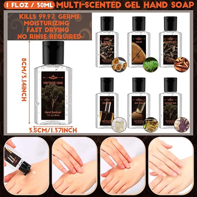 Frienda 24 Pcs Mini Hand Sanitizers Bulk Travel Size Men Scented Hand Sanitizers 1 Fl oz Pocket Sanitizing Moisturizes Cleans Hands for Men Adults Coworker Family Office Travel Christmas Party Gifts